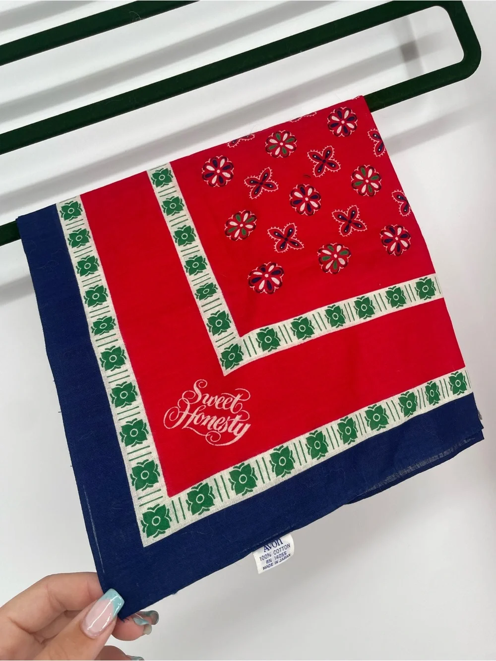 1970s Avon “Sweet Honesty” Promotional 100% Cotton Square Bandana Scarf